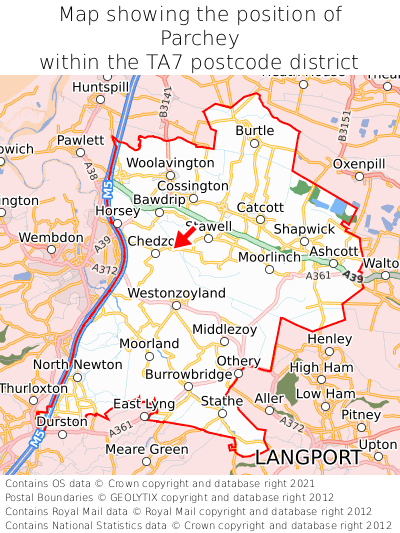 Map showing location of Parchey within TA7