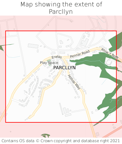 Map showing extent of Parcllyn as bounding box