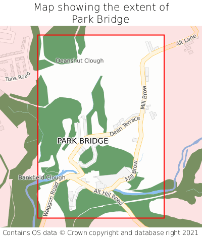 Map showing extent of Park Bridge as bounding box