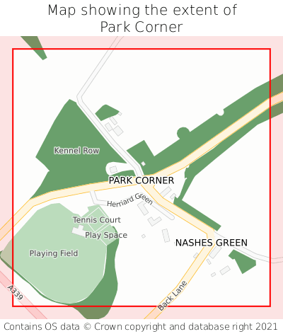 Map showing extent of Park Corner as bounding box