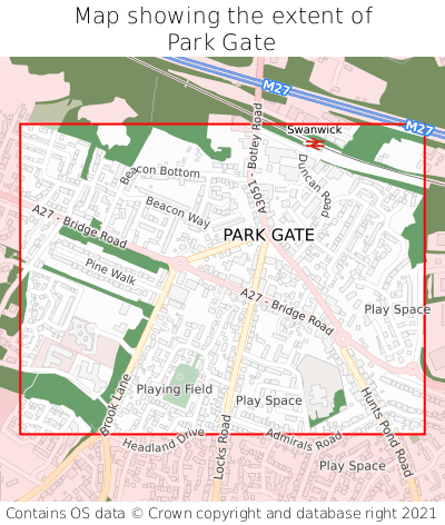 Map showing extent of Park Gate as bounding box