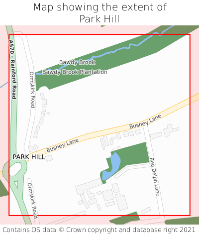 Map showing extent of Park Hill as bounding box