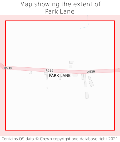 Map showing extent of Park Lane as bounding box