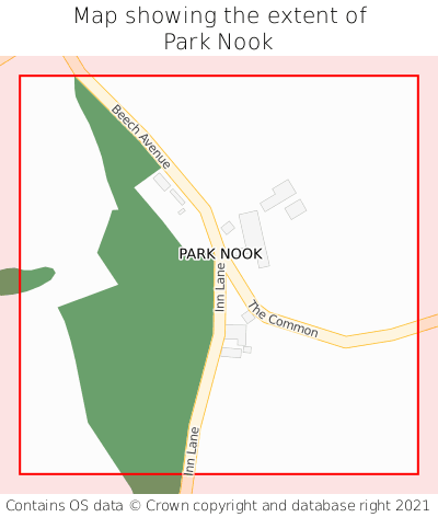 Map showing extent of Park Nook as bounding box