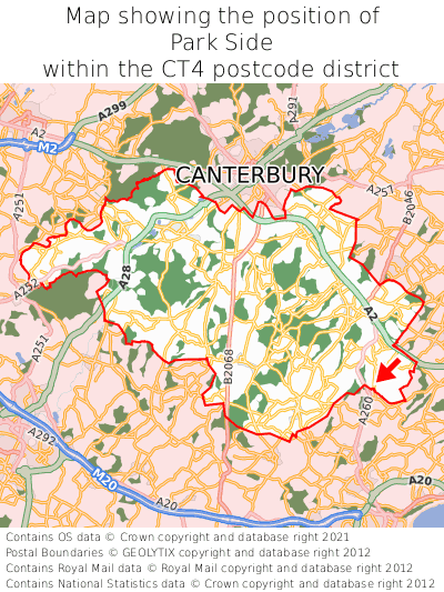 Map showing location of Park Side within CT4