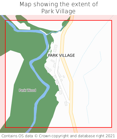 Map showing extent of Park Village as bounding box