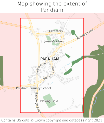 Map showing extent of Parkham as bounding box
