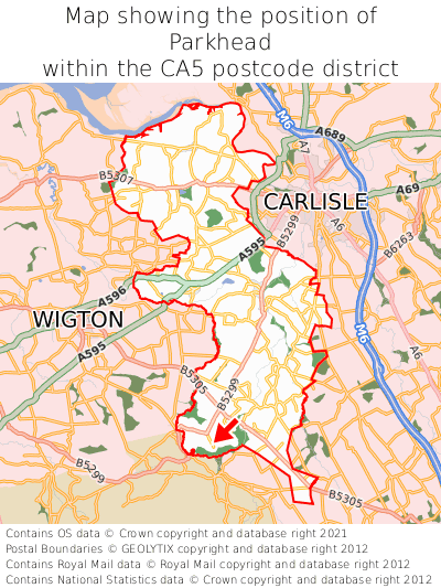 Map showing location of Parkhead within CA5