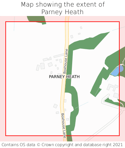 Map showing extent of Parney Heath as bounding box
