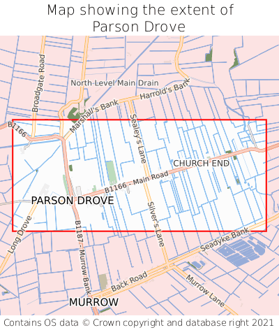 Map showing extent of Parson Drove as bounding box