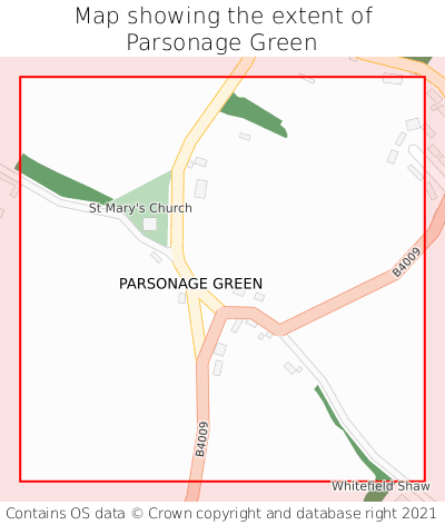 Map showing extent of Parsonage Green as bounding box