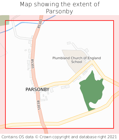 Map showing extent of Parsonby as bounding box