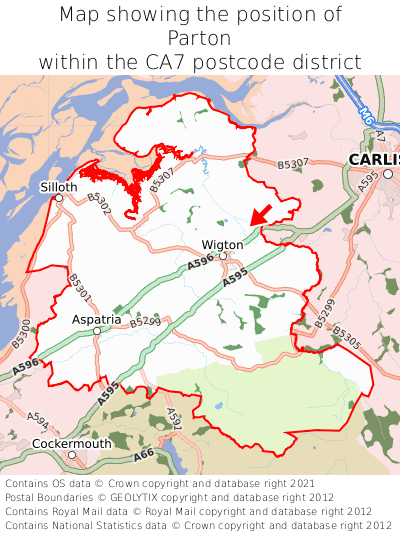 Map showing location of Parton within CA7