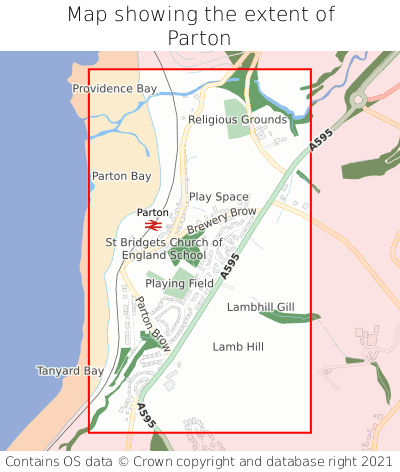 Map showing extent of Parton as bounding box