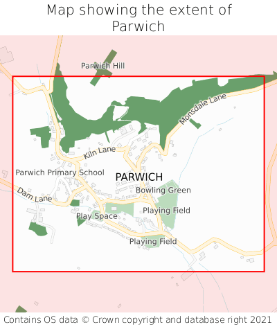 Map showing extent of Parwich as bounding box