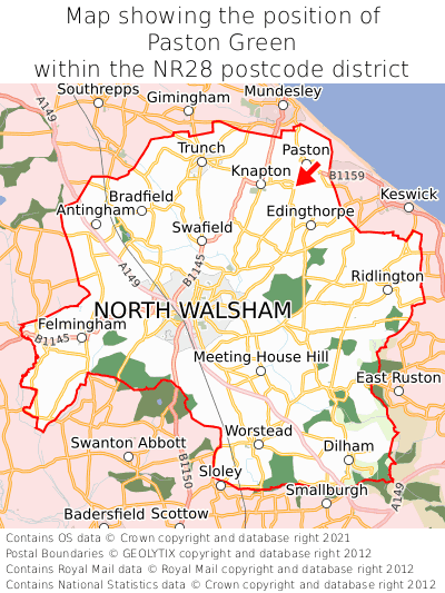 Map showing location of Paston Green within NR28