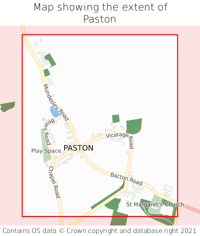 Map showing extent of Paston as bounding box