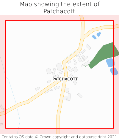 Map showing extent of Patchacott as bounding box