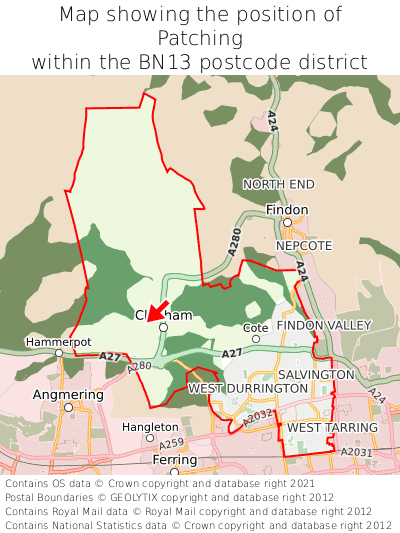 Map showing location of Patching within BN13