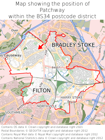 Map showing location of Patchway within BS34
