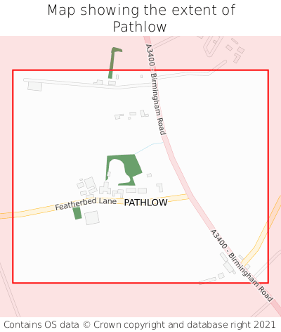 Map showing extent of Pathlow as bounding box
