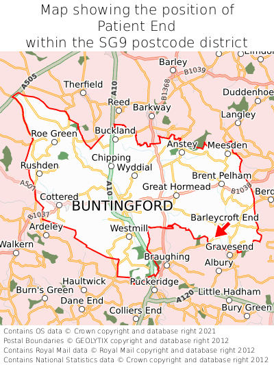 Map showing location of Patient End within SG9