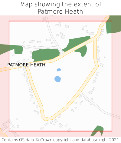 Map showing extent of Patmore Heath as bounding box