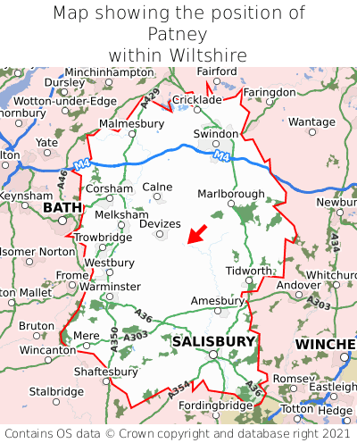 Map showing location of Patney within Wiltshire