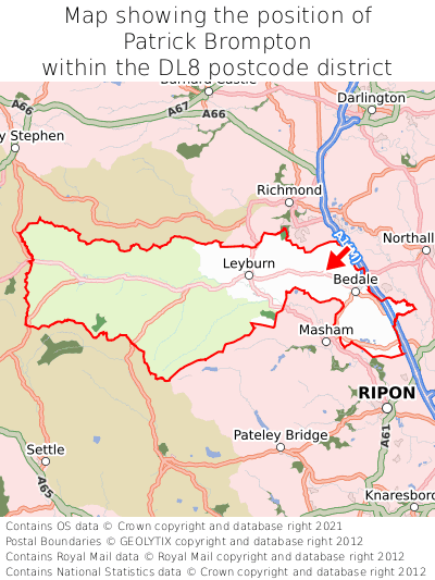 Map showing location of Patrick Brompton within DL8