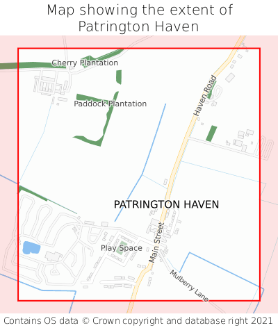 Map showing extent of Patrington Haven as bounding box