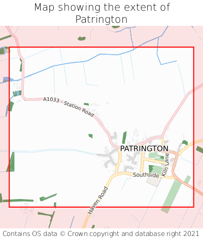 Map showing extent of Patrington as bounding box