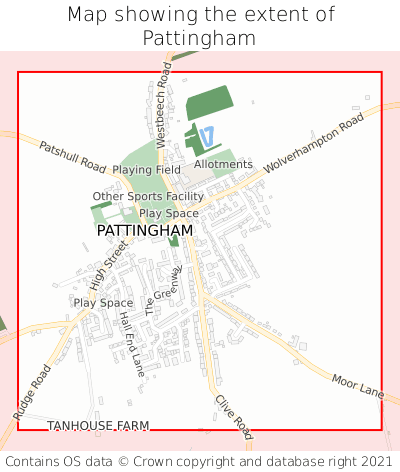 Map showing extent of Pattingham as bounding box