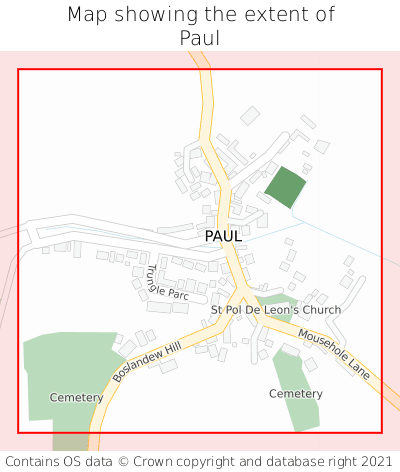 Map showing extent of Paul as bounding box