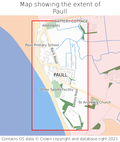 Map showing extent of Paull as bounding box