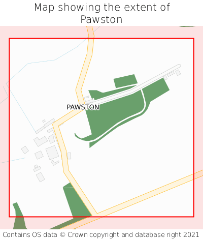 Map showing extent of Pawston as bounding box