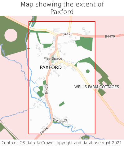 Map showing extent of Paxford as bounding box