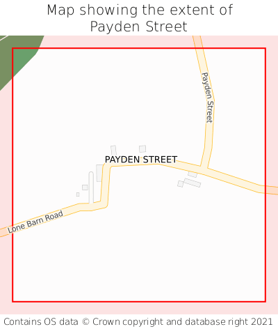 Map showing extent of Payden Street as bounding box