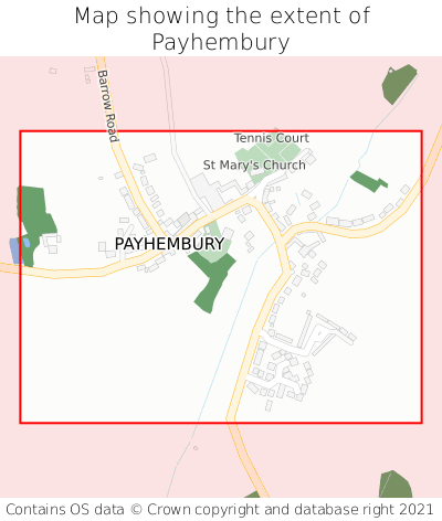 Map showing extent of Payhembury as bounding box