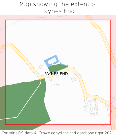 Map showing extent of Paynes End as bounding box