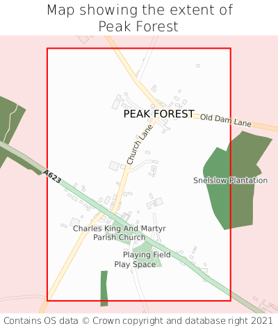 Map showing extent of Peak Forest as bounding box