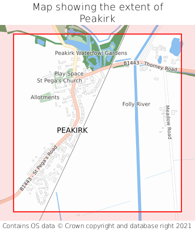 Map showing extent of Peakirk as bounding box