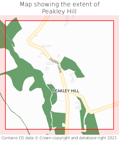 Map showing extent of Peakley Hill as bounding box