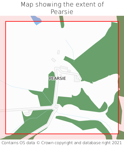 Map showing extent of Pearsie as bounding box
