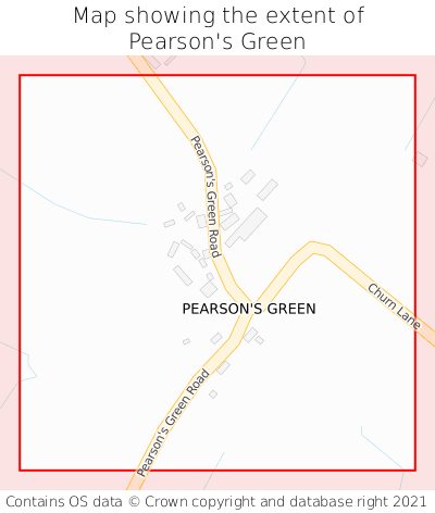 Map showing extent of Pearson's Green as bounding box