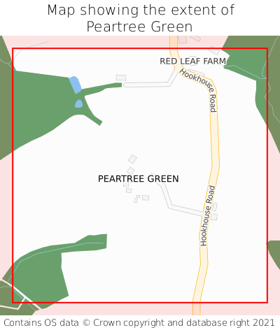 Map showing extent of Peartree Green as bounding box