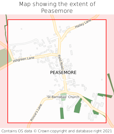 Map showing extent of Peasemore as bounding box