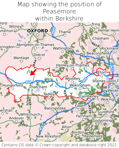 Map showing location of Peasemore within Berkshire