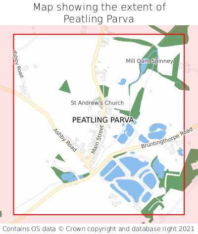 Map showing extent of Peatling Parva as bounding box