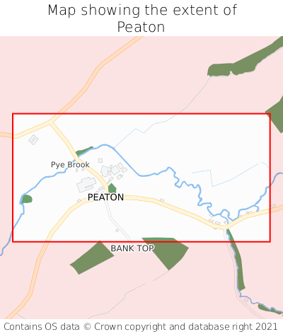Map showing extent of Peaton as bounding box