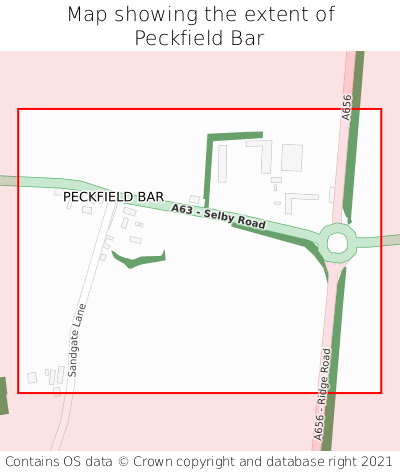 Map showing extent of Peckfield Bar as bounding box